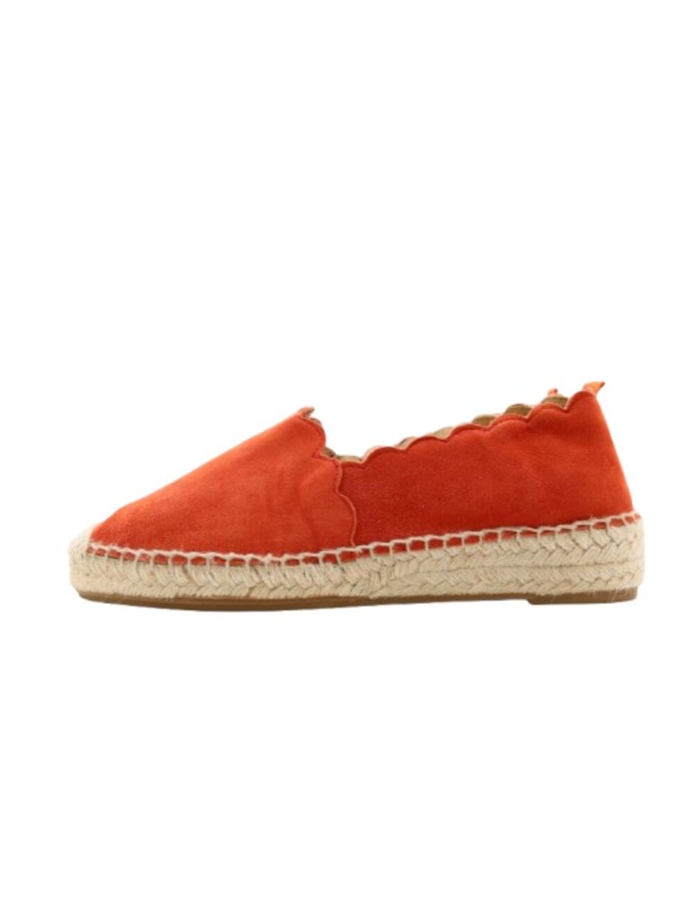 Carmen Saiz Burnt Orange Suede Scalloped Flat Espadrilles - 6/EU 37